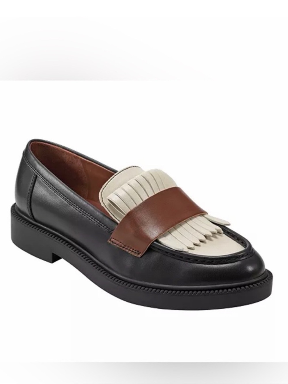 Marc Fisher Brown Black Slide On Loafer